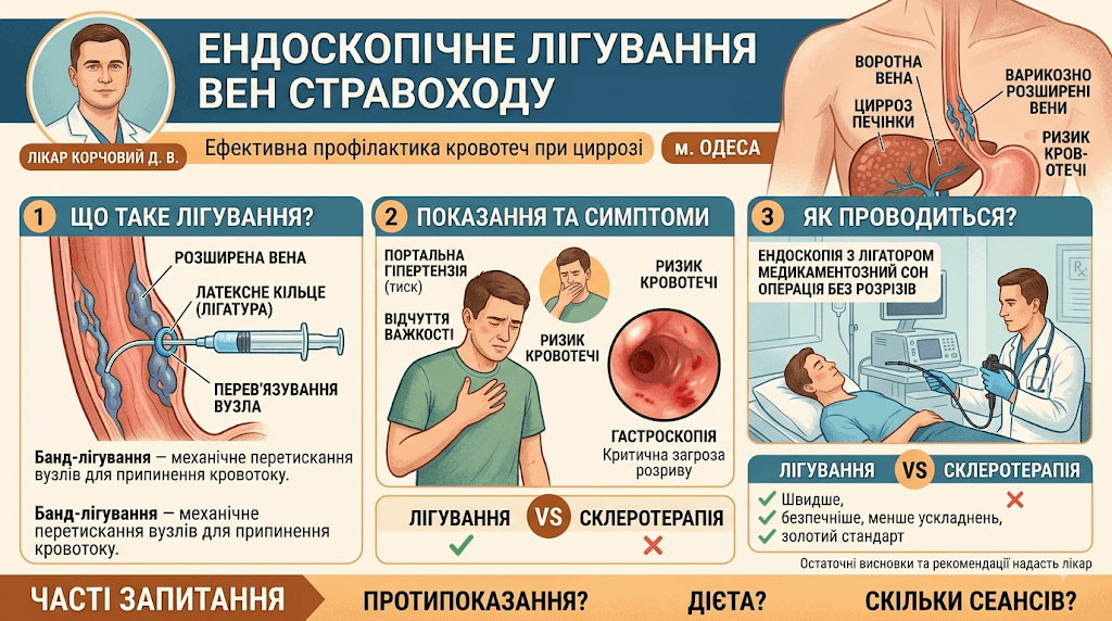 Легирование варикозно расширенных вен пищевода в Одессе.