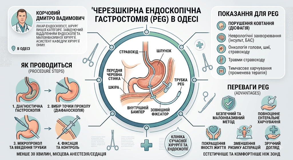 Черезшкірна ендоскопічна гастростомія (PEG) в Одесі