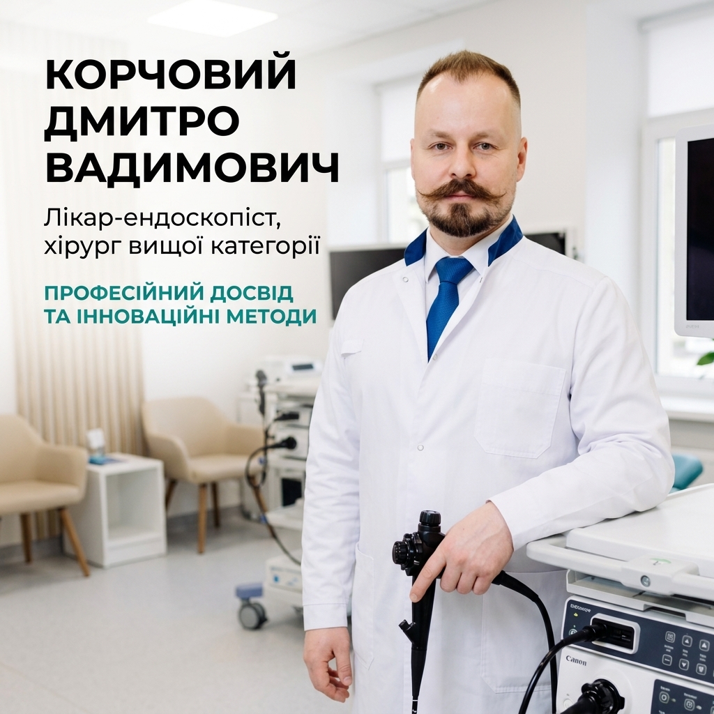 
Корчовий Дмитро Вадимович - Лікар-ендоскопіст, хірург вищої категорії.Завідувач відділення ендоскопії та малоінвазивної хірургії
